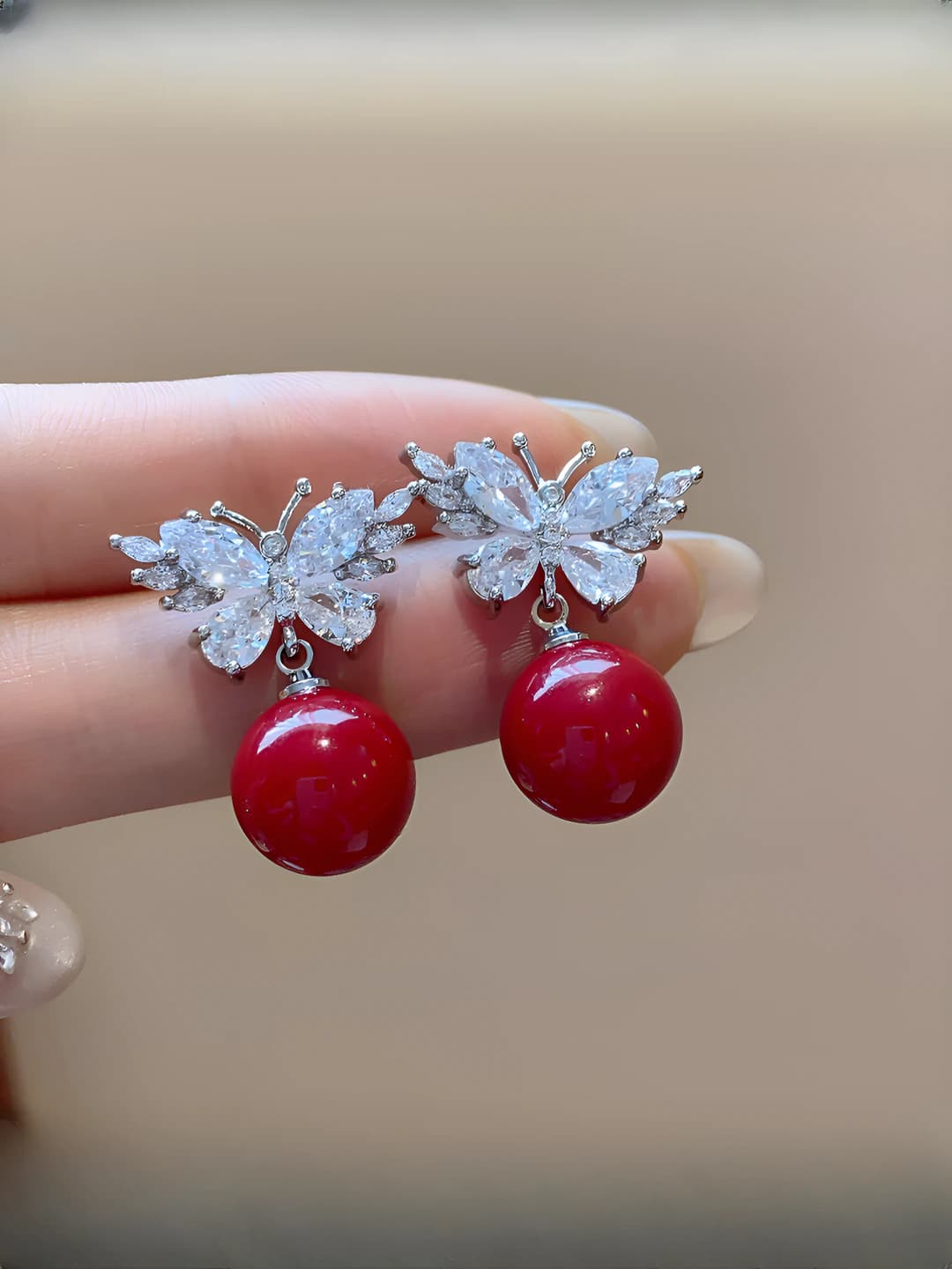 11 Silver pin - Silver - Red