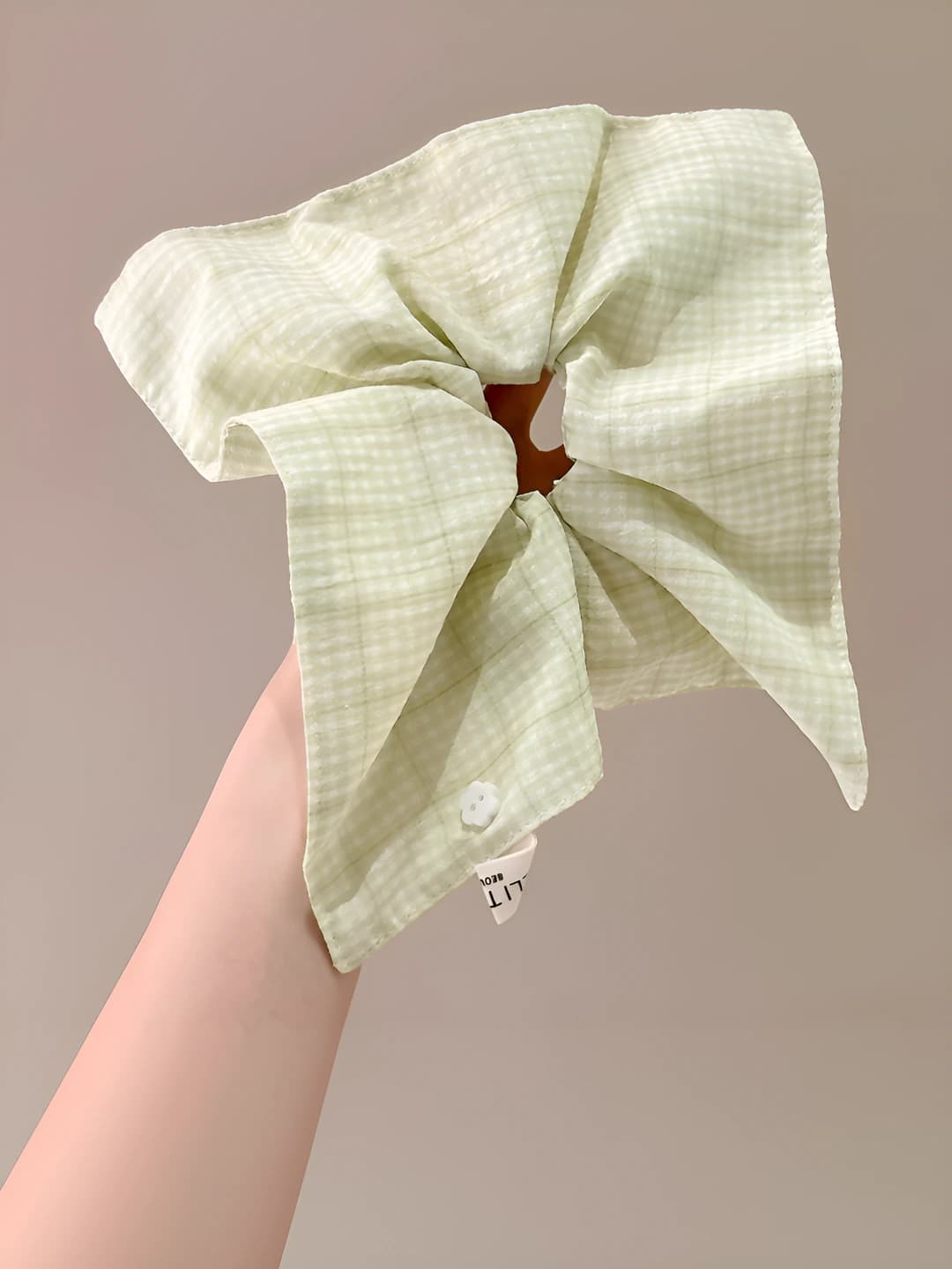 Plaid (pure green) two-tone scarf, 25*25 cm