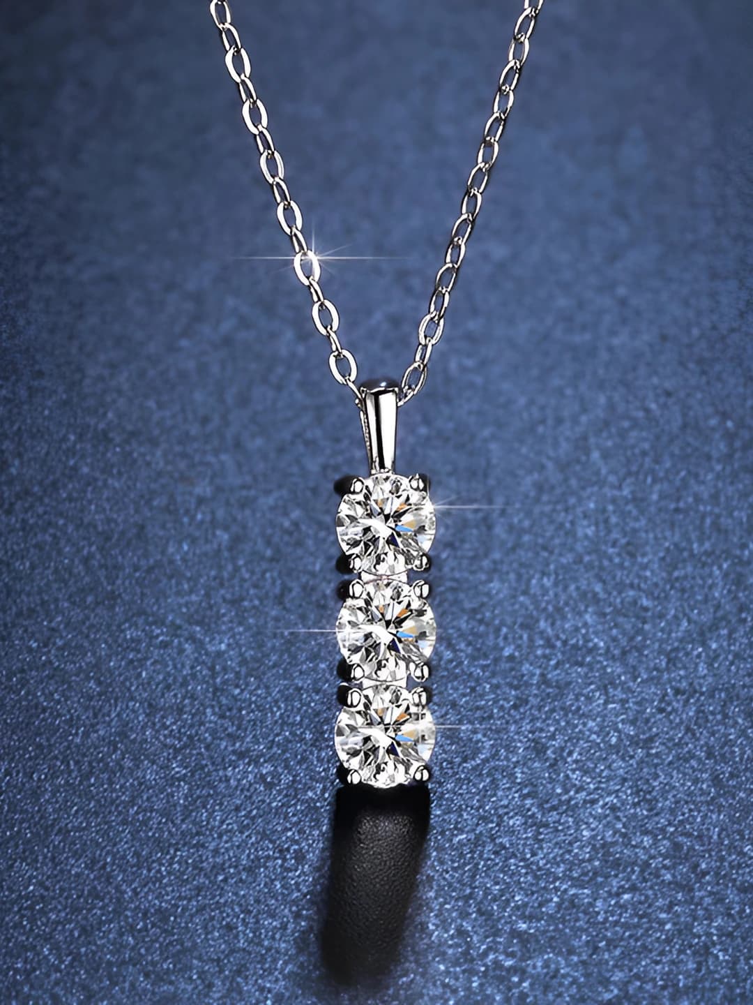 Women's cubic zirconia bar pendant necklace, long rectangular shape, geometric design, ins style fashion
