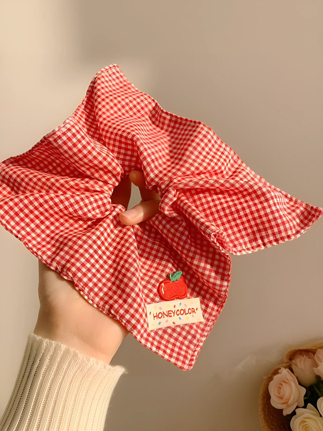 1# Red plaid square 21*22 cm