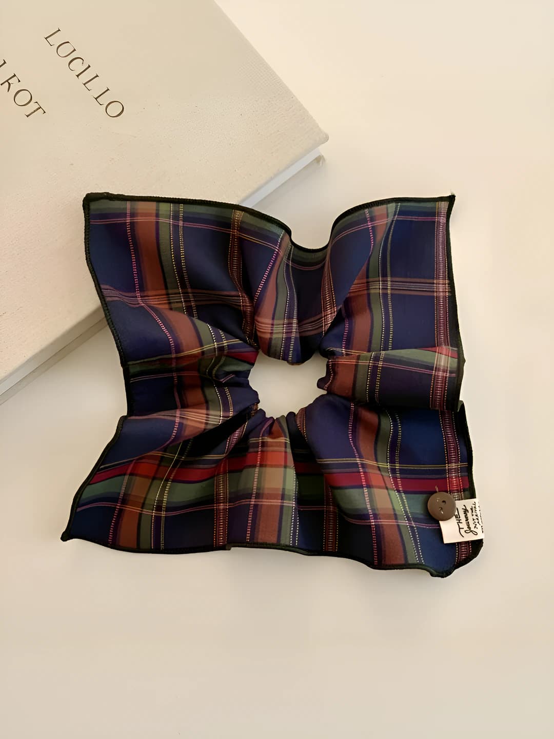 10# Navy plaid square scarf 22cm