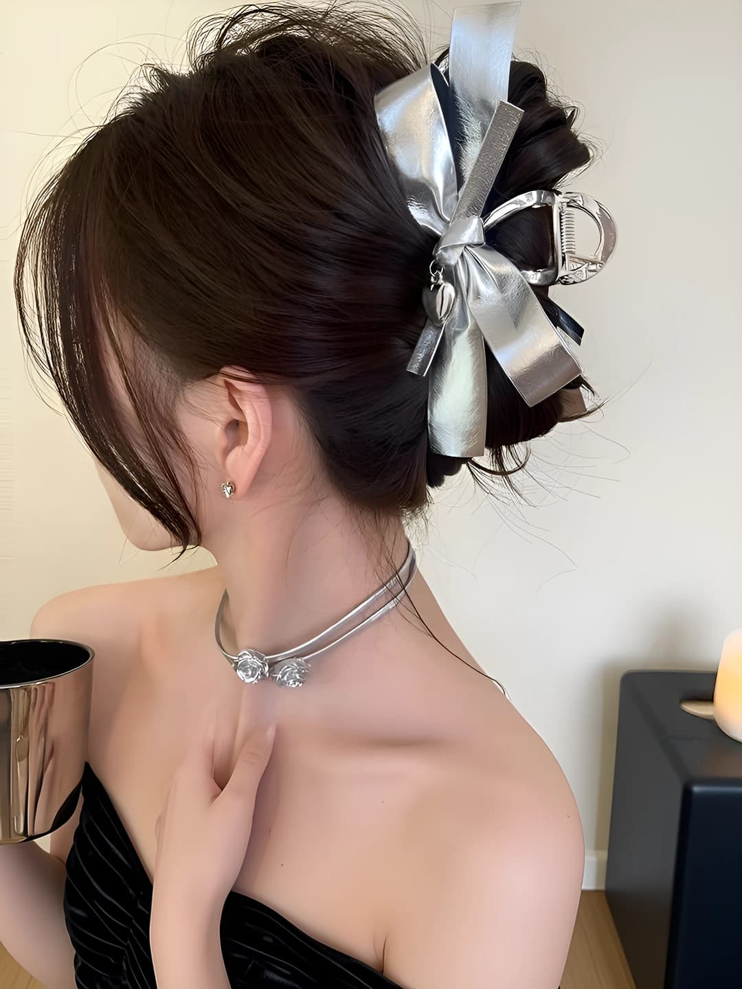 1# Silver fabric strip clip 12cm