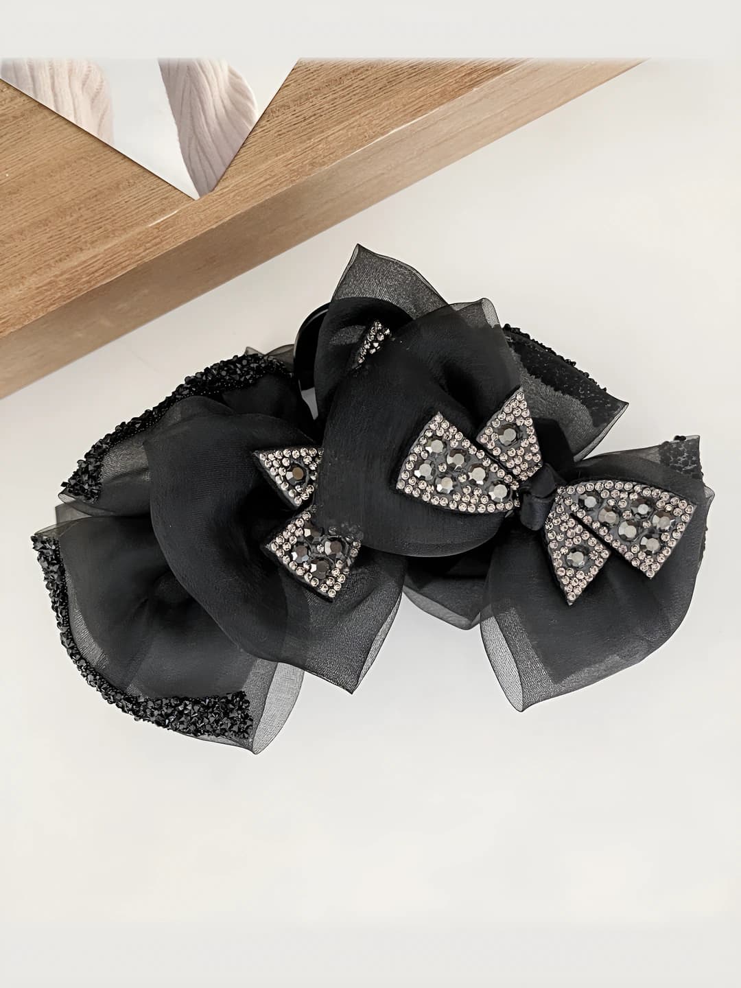 Women's all-season acrylic hair clip, handmade, retro style, design element — large bow