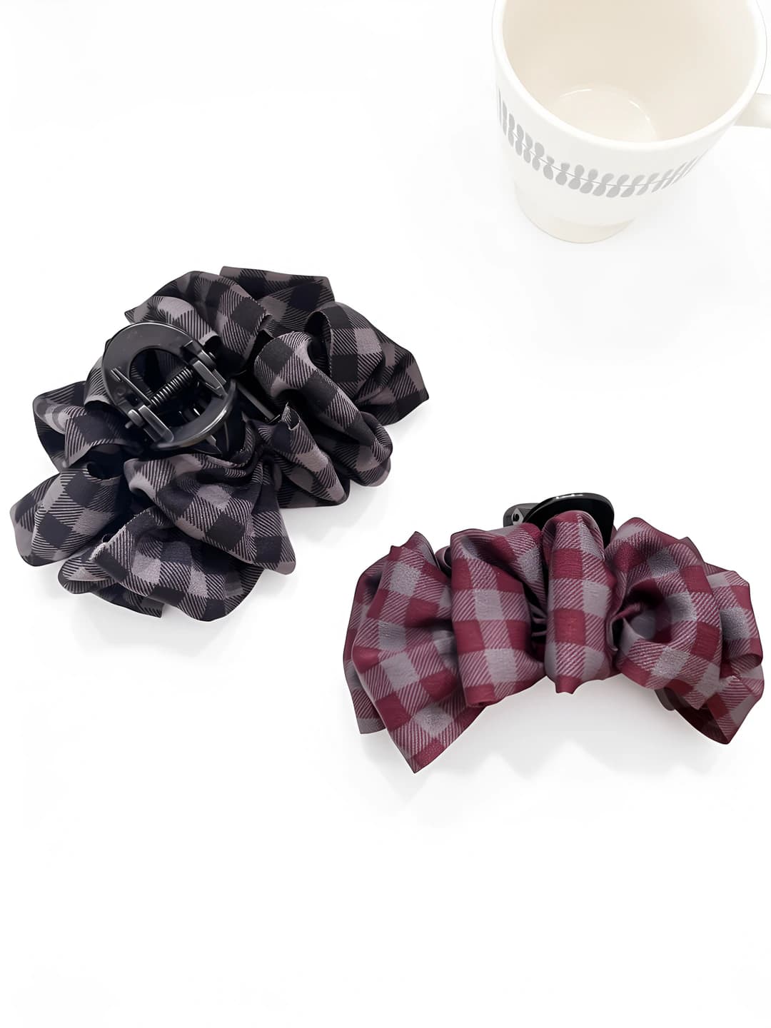 Women's hair clips and combs, retro style, large double-layer satin, banana shape