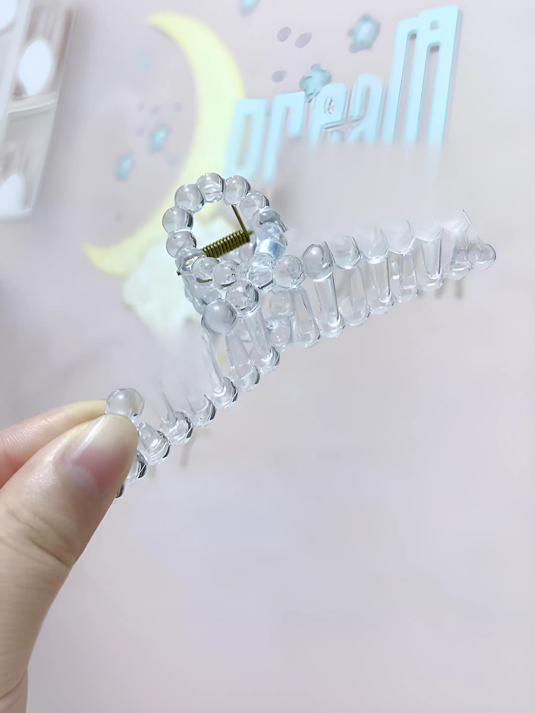11CM прозрачный белый жемчужный зажим