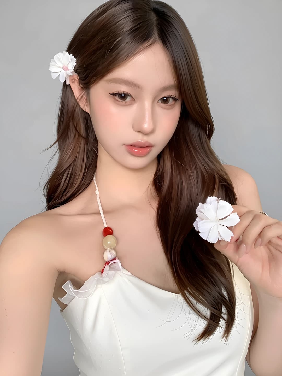 White small daisy flower hair clip approx 4.5 cm, 1 pair