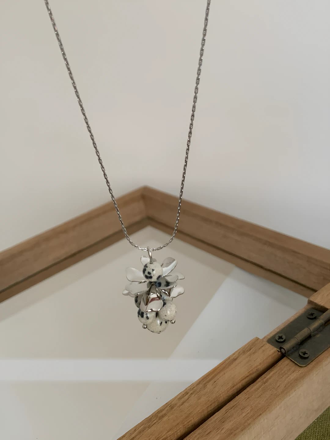 Necklace - Silver - Black & white