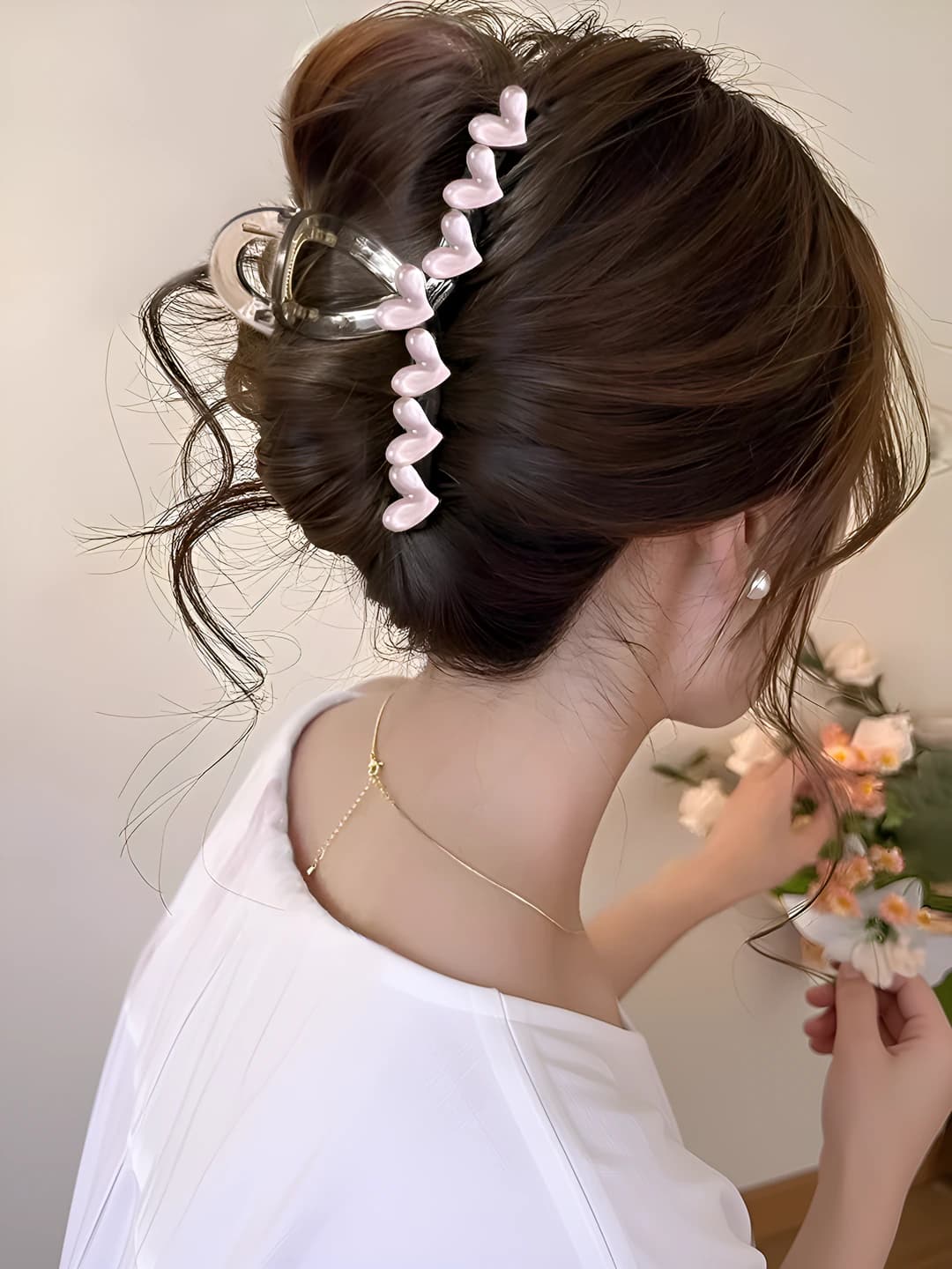 8# Pink heart clip large-13 cm