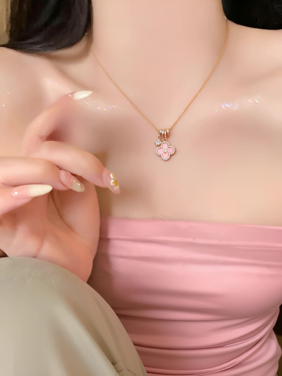 Necklace - Gold - Pink