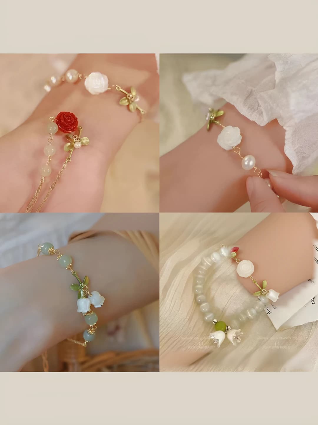 Bell + Starry night white + Red + White jade