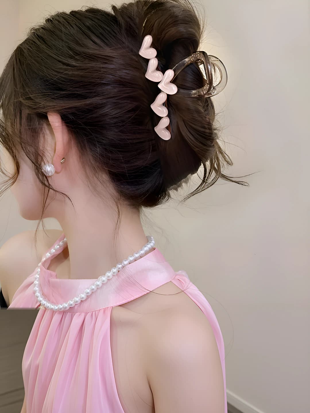 Light pink heart clip 8 cm