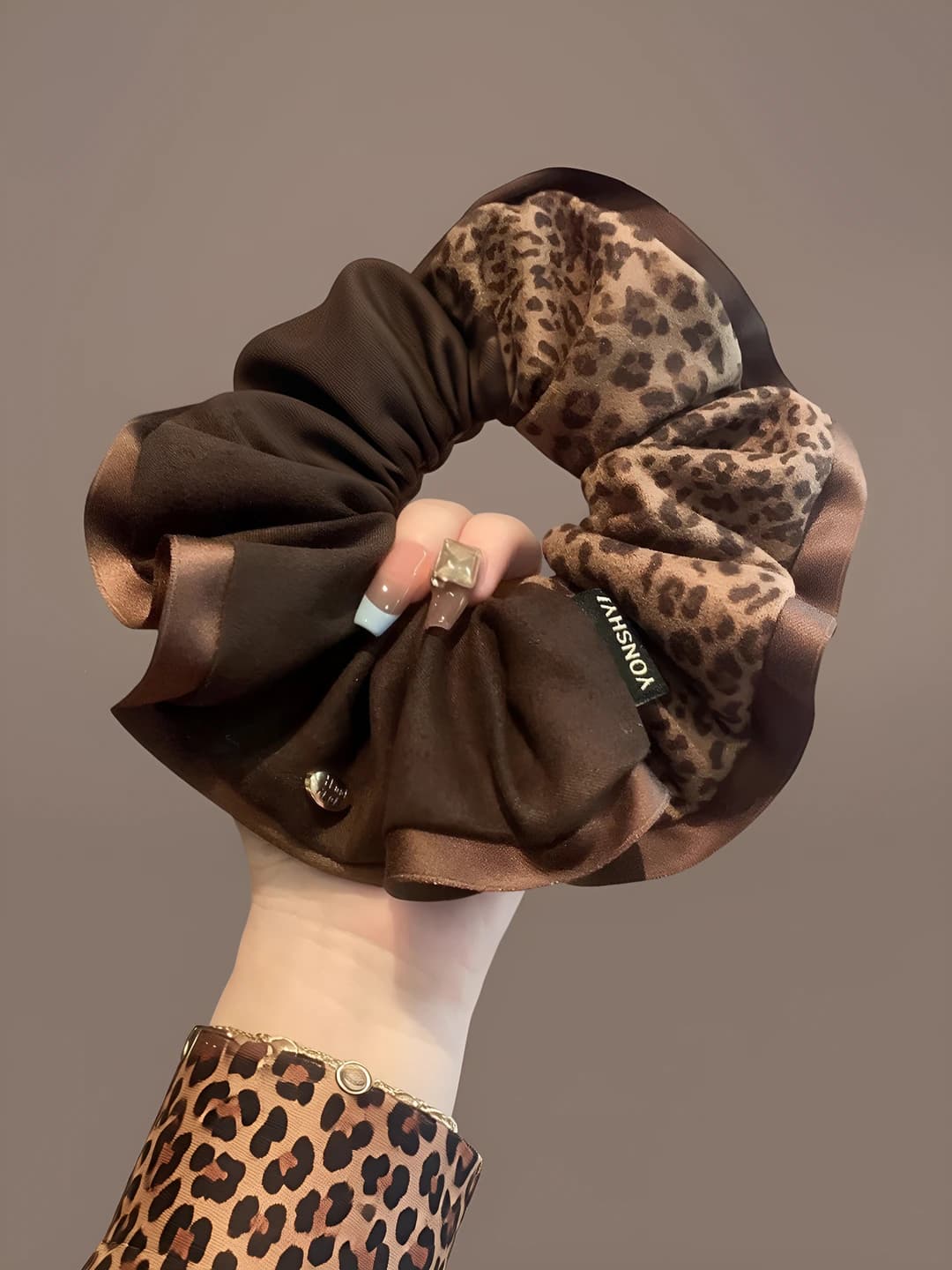 1# Leopard printli soch to'pi 13.5 cm