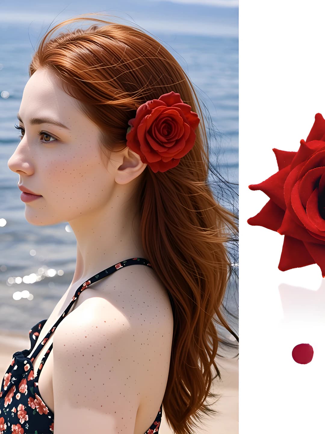 1# Red rose clip (~4.5 cm)