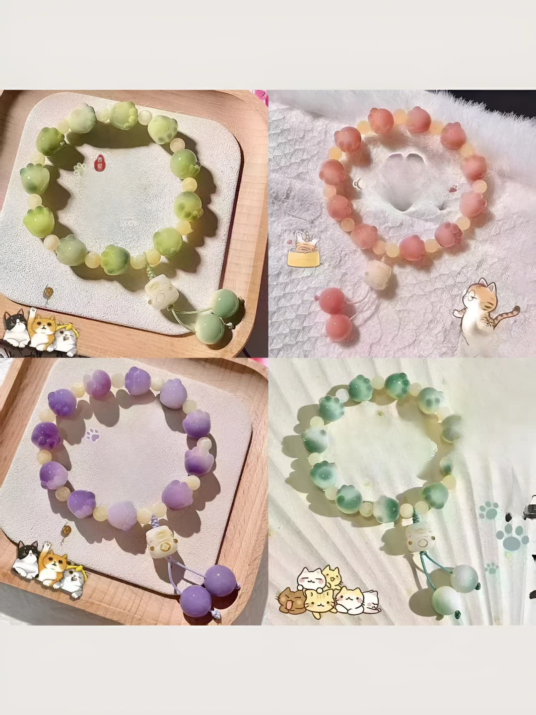 Yozgi qiziqarli mushuk tirnog'i dizaynli choyg'aklar bilan bilaguzuk, plastik, qo'lda ishlangan, unisex