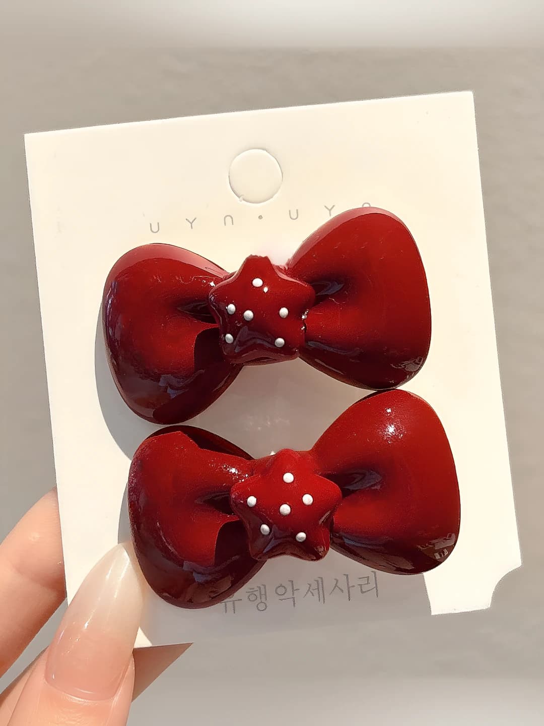 Polka dot star large bow [1 pair] ~5 cm