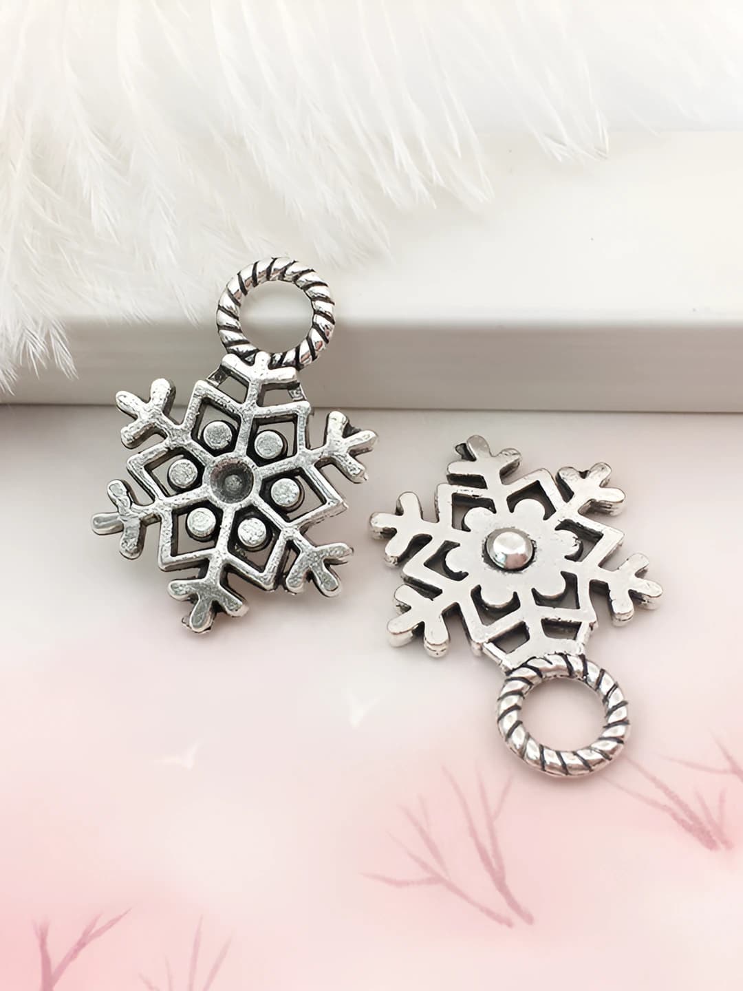 1 шт. античная серебро снежинка 15x20mm-8388