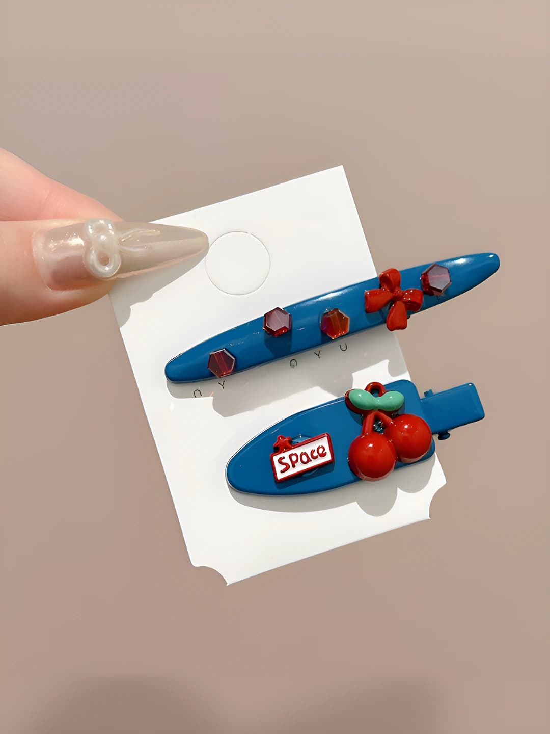 1# Бант и вишня 2 шт 5cm/6.5cm