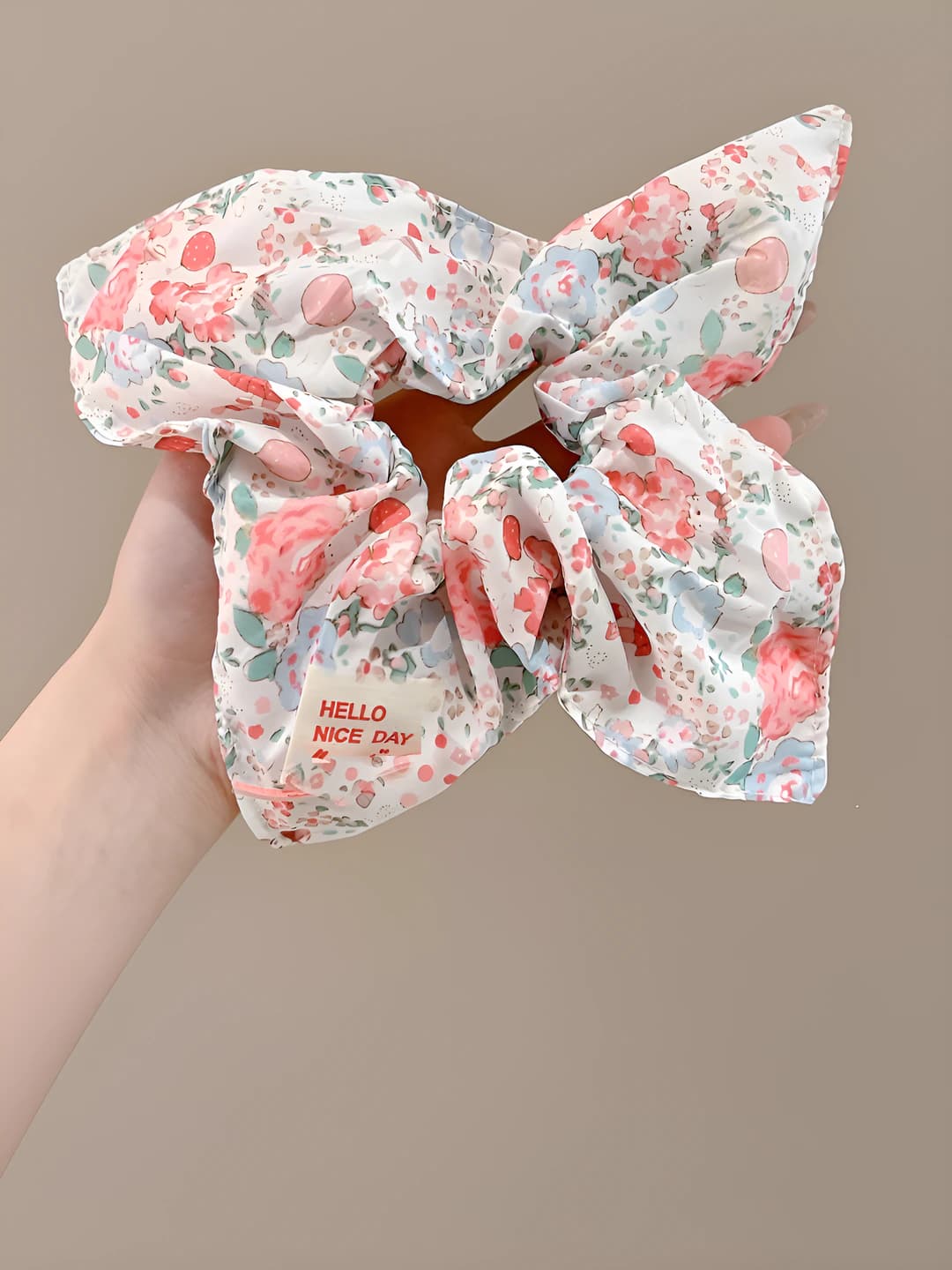 3# Pink floral square scarf ring ~21*22 cm