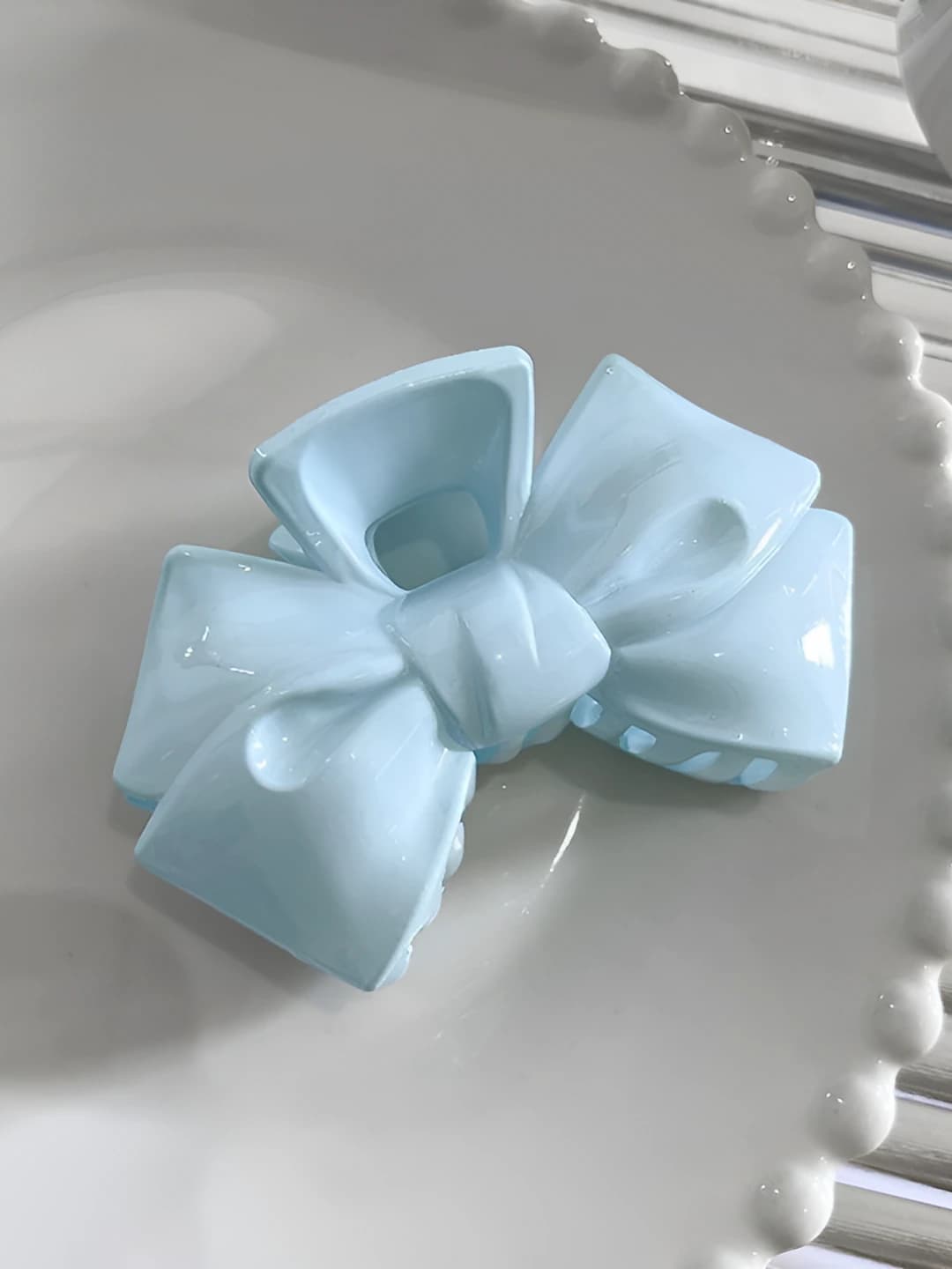 2# Dark blue bow clip, 9.5 cm