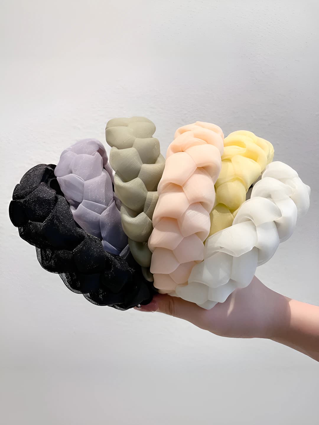 Women's wide braided mesh headband, Korean style