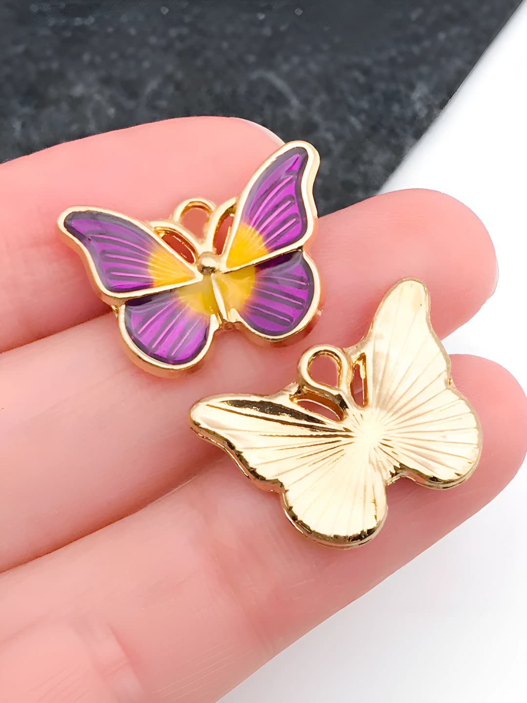1 шт. фиолетово-жёлтая бабочка 15x20mm-1.7g