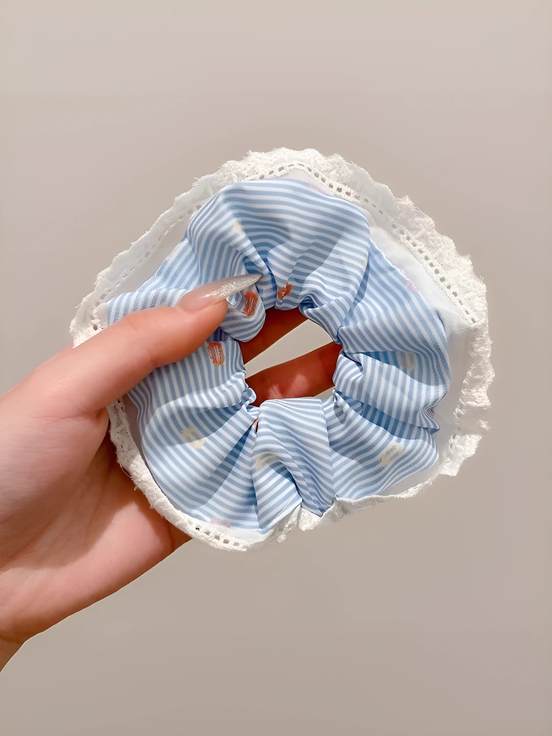 Polka stripe, blue 12.5 cm