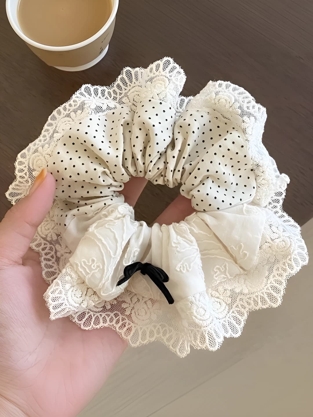 5# Polka dot two-tone ruffle