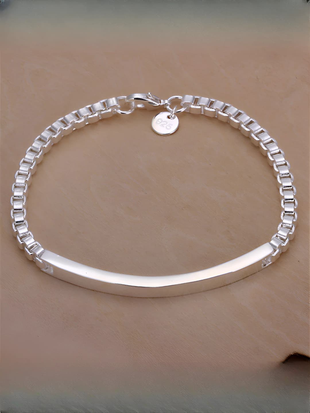 Women's geometric link bracelet with 925 silver plating