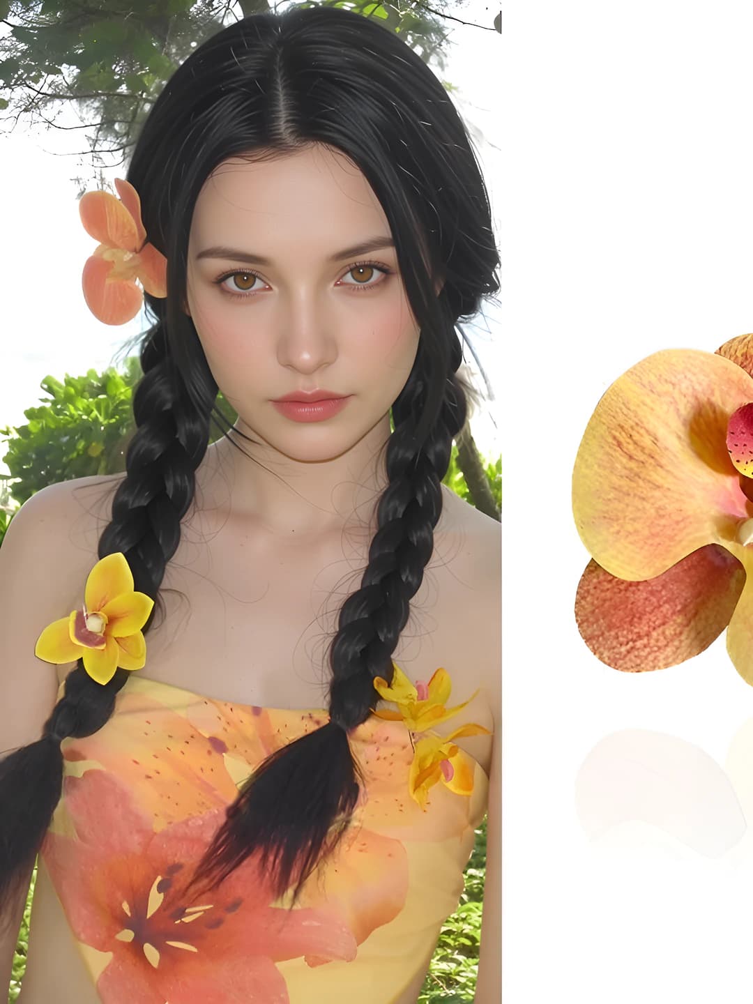 2# Orange-yellow 3D phalaenopsis