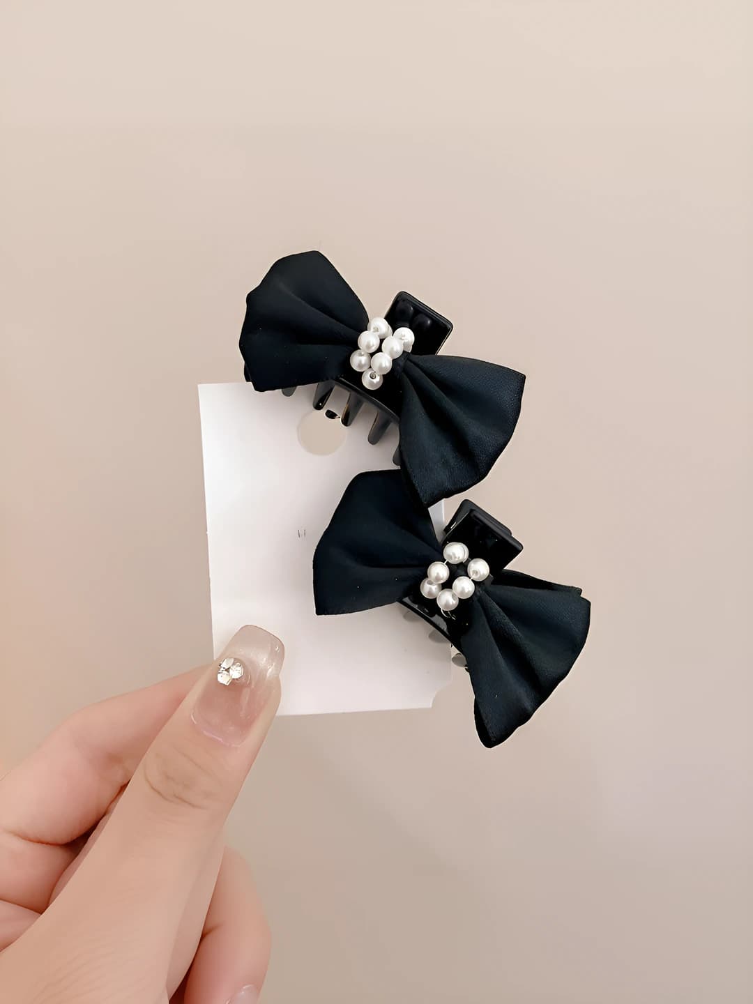 4# beaded bow clip 1 pair 4.5cm