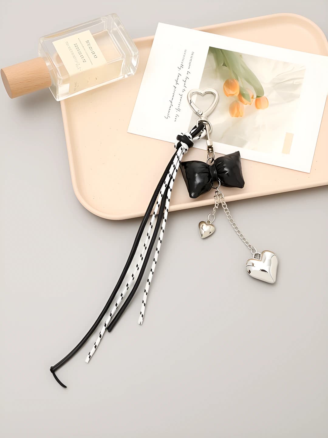 Leather and braided cord, black bow