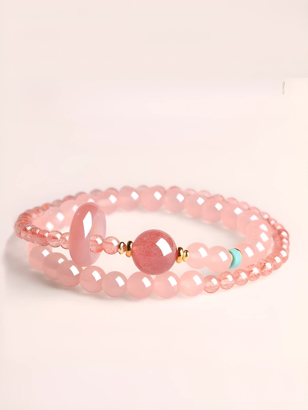 Peach blossom - strawberry double bracelet