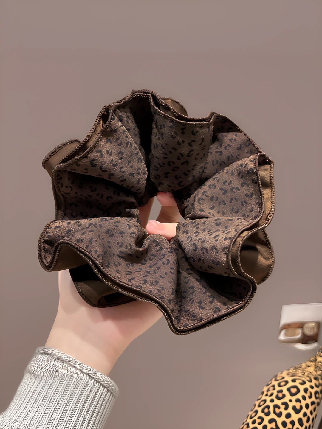 To'q kofe leopard soch to'ri ~15 sm