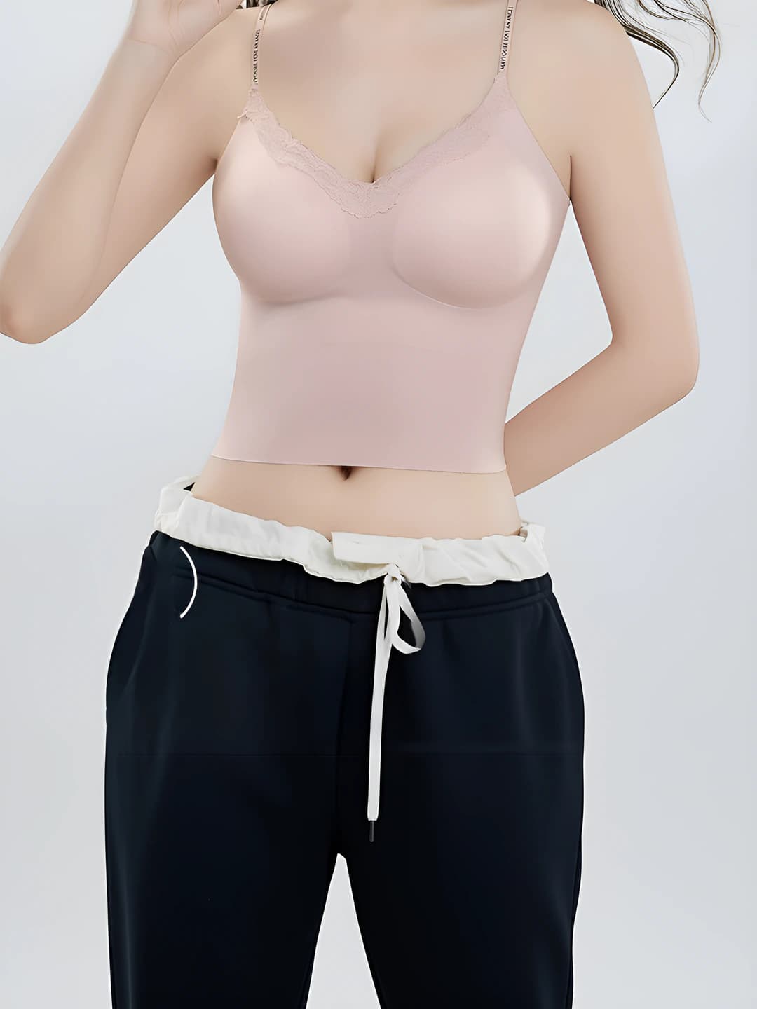 Women's shapewear camisole: lace, invisible, skin-tone, built-in bra, slimming, for inner and outer wear