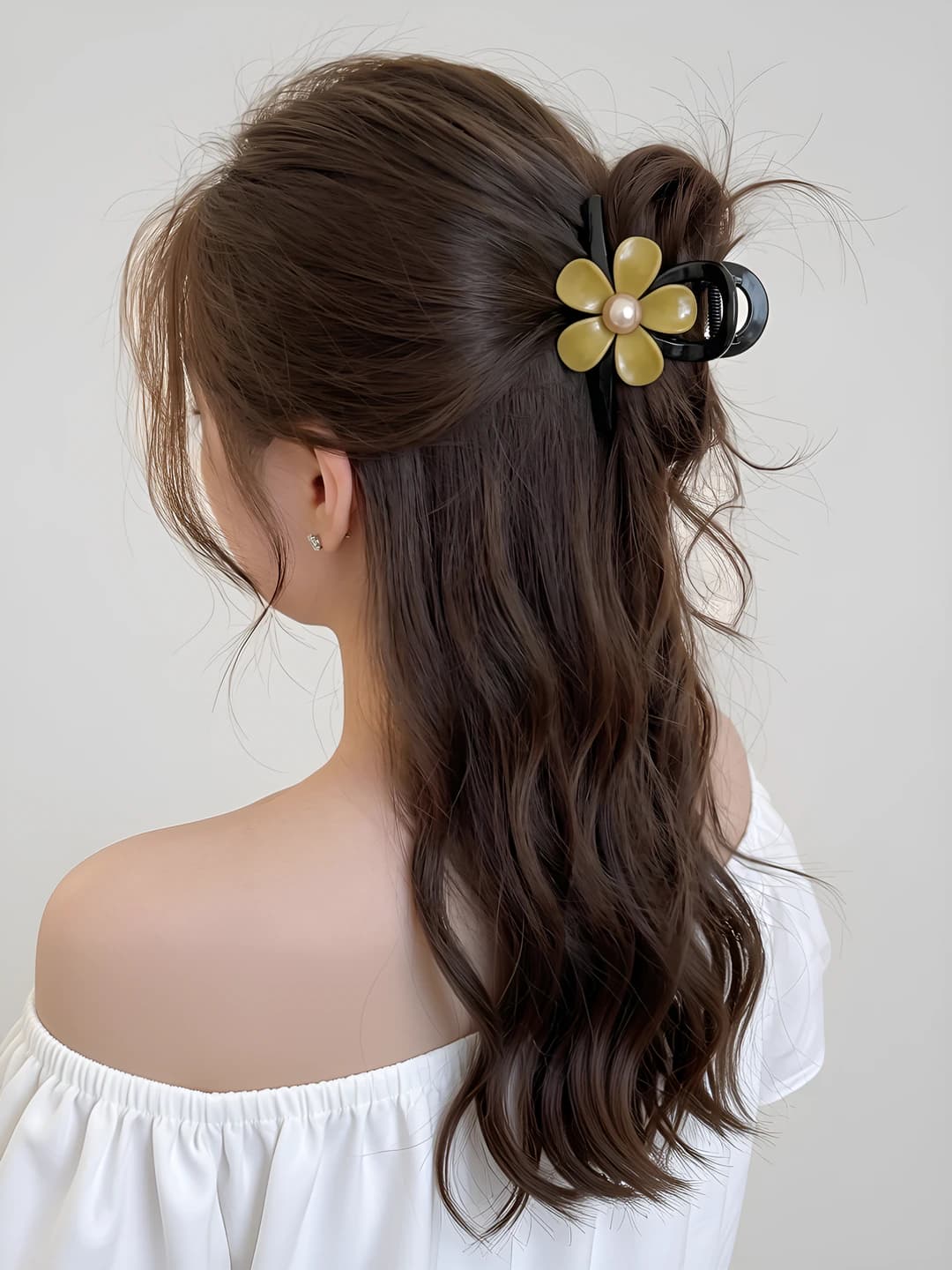 1# Retro 5-petal flower black clip 8 cm