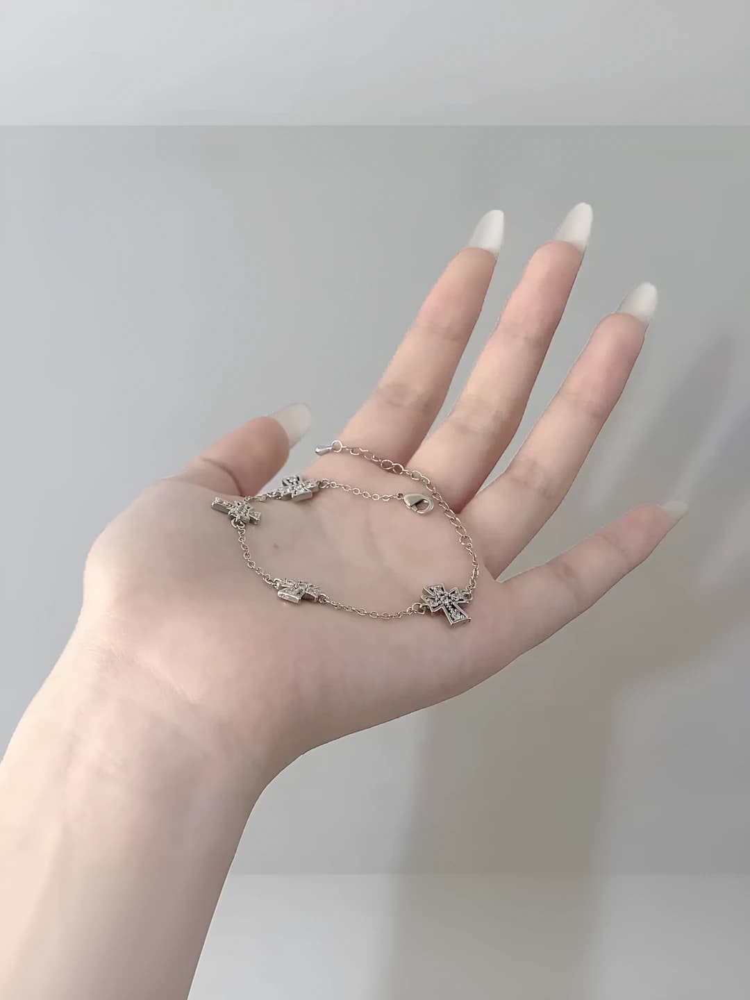 Silver cross bracelet