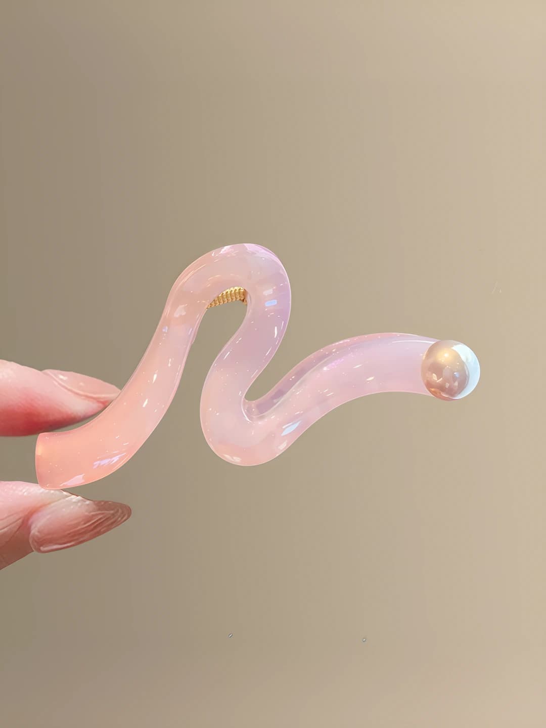 Pink, mermaid wavy clip, 13 cm