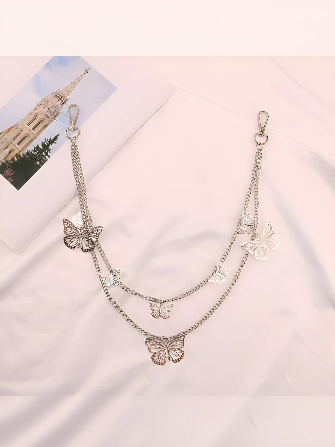 Women's retro metal body chain, butterfly cutout design, thin