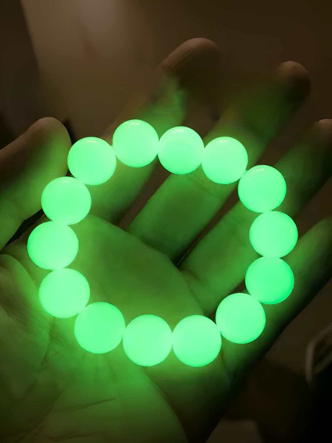 Ayollar uchun yorug'lik chiqaruvchi chiziqli bilaguzuk, tabiiy yashil rang, flüorit, resin, qo'lda ishlangan, unisex