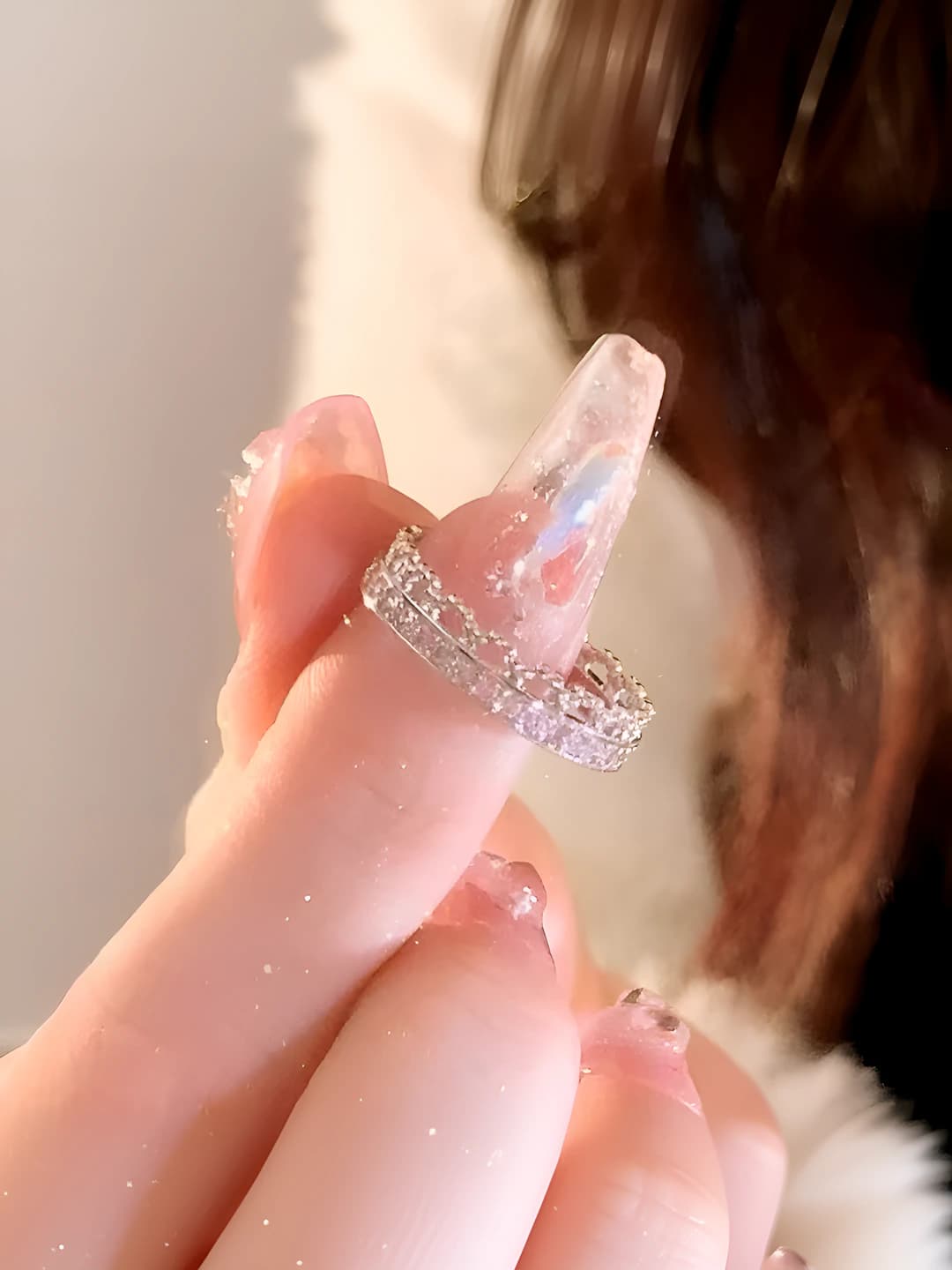 Pink diamond crown ring