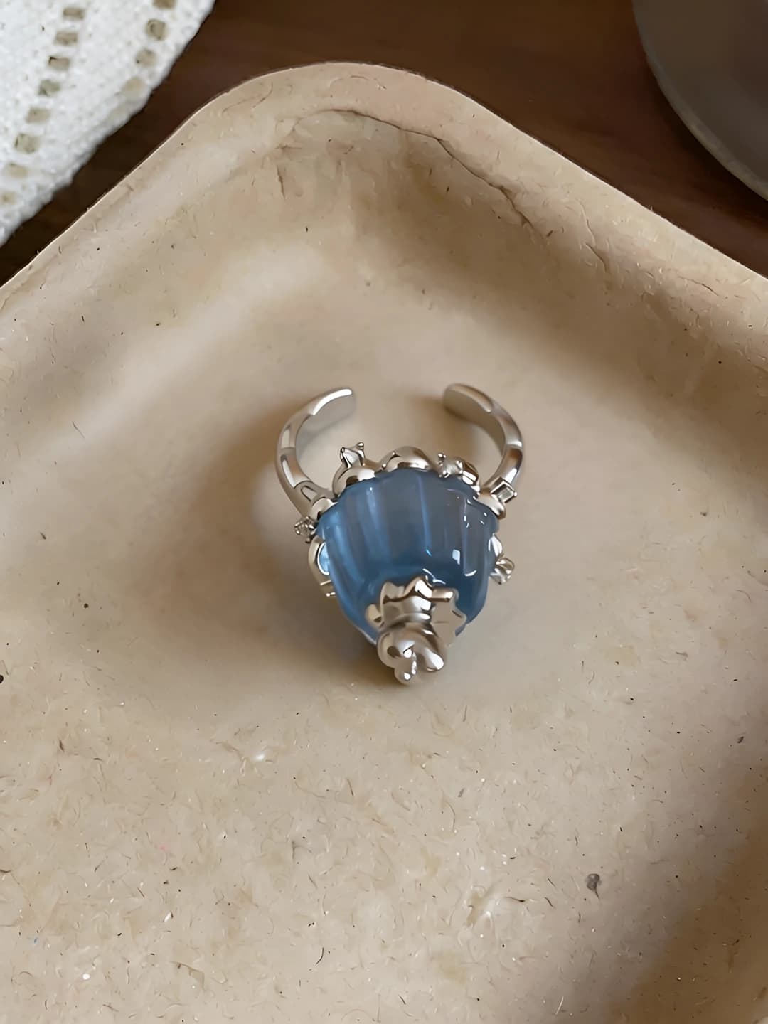 Open ring-Silver-Blue
