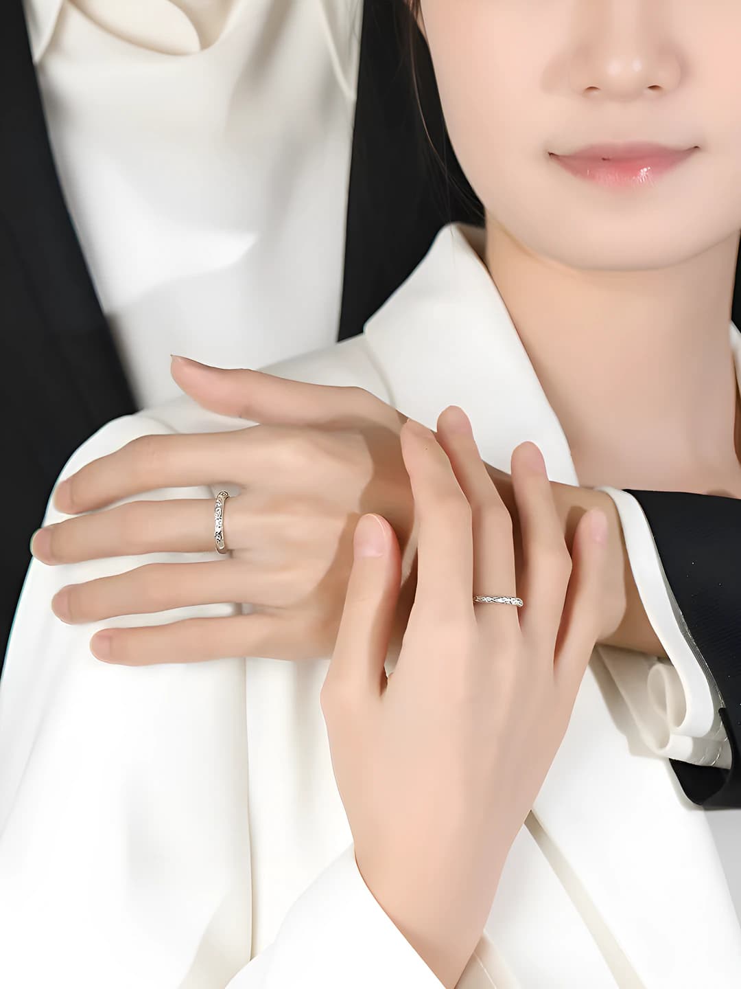 Women's retro ins style geometric design couple rings
