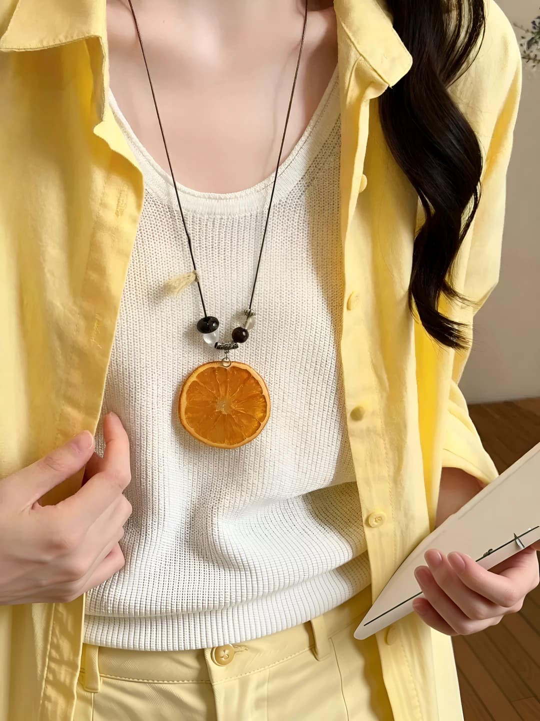 Orange braided necklace