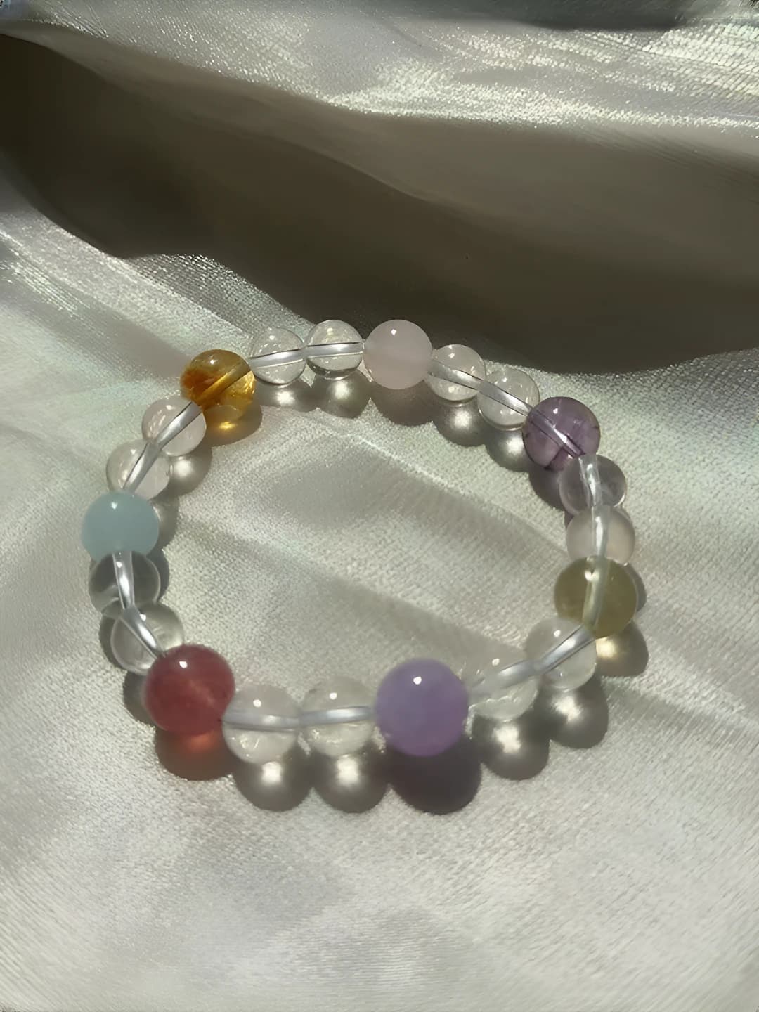 Ayollar uchun 10mm rang-barang tabiiy kristal chelak: akvamarin, binafsha, pushti, sariq kristal va to'mshiq kristal