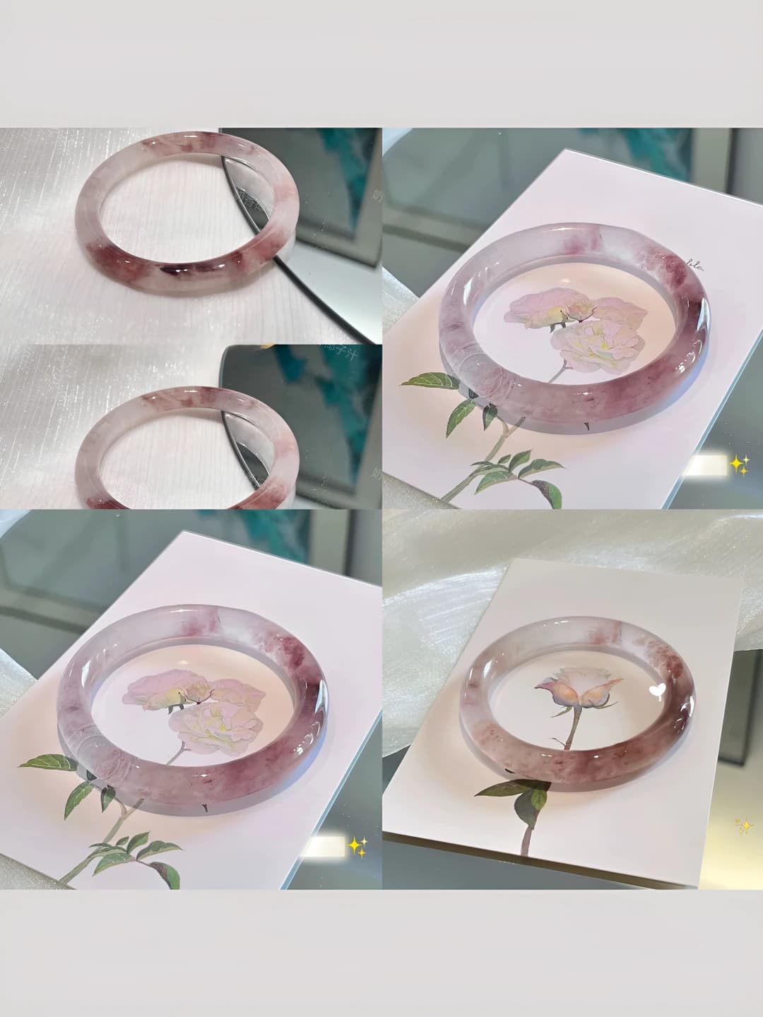 Women's glass agate imitation transparent bracelet, 8mm, 56-62mm, dragon and phoenix pattern