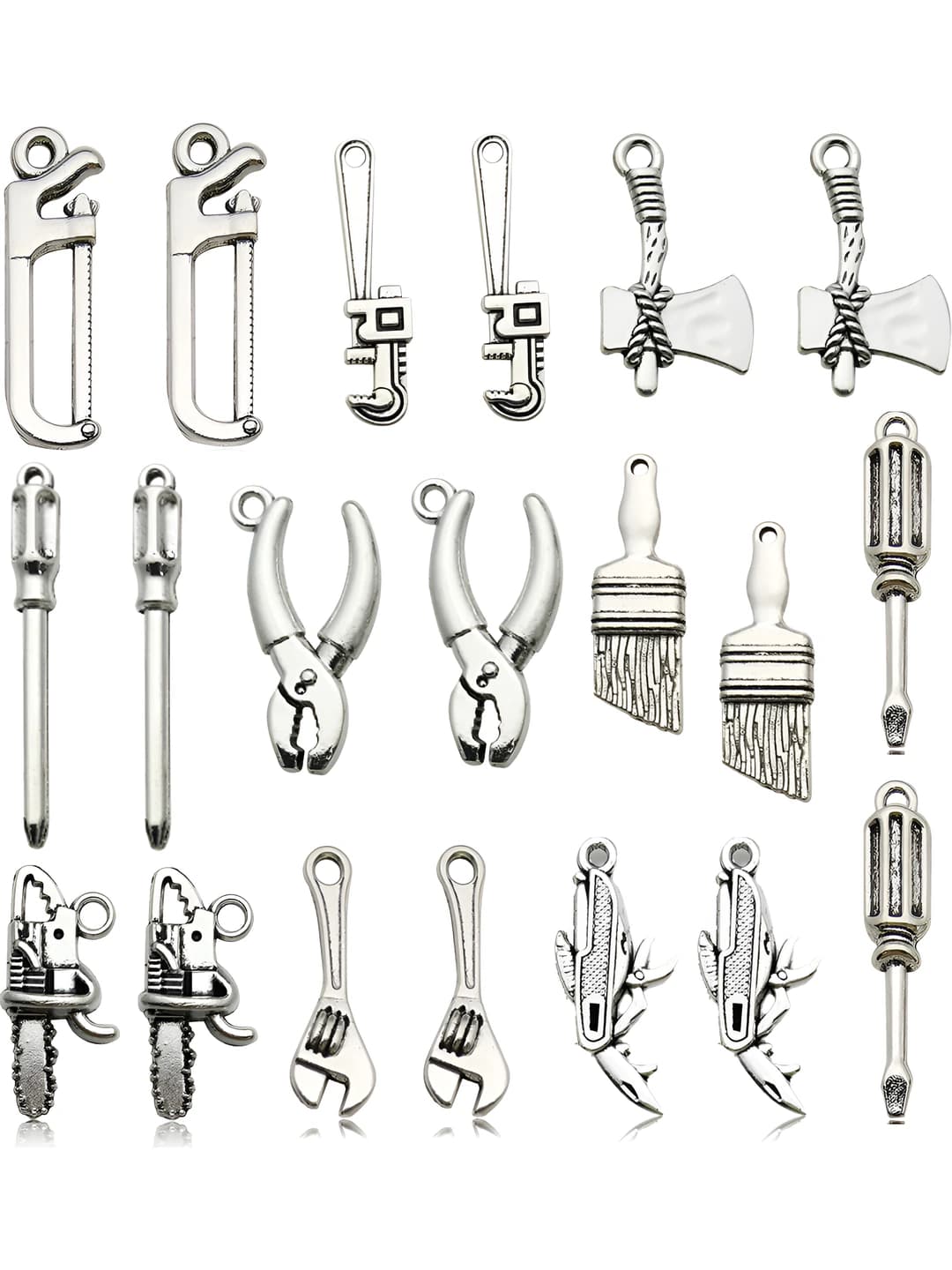 Women's tool-shaped alloy charms: antique silver, wrench and tape measure, Buzz Lightyear IP