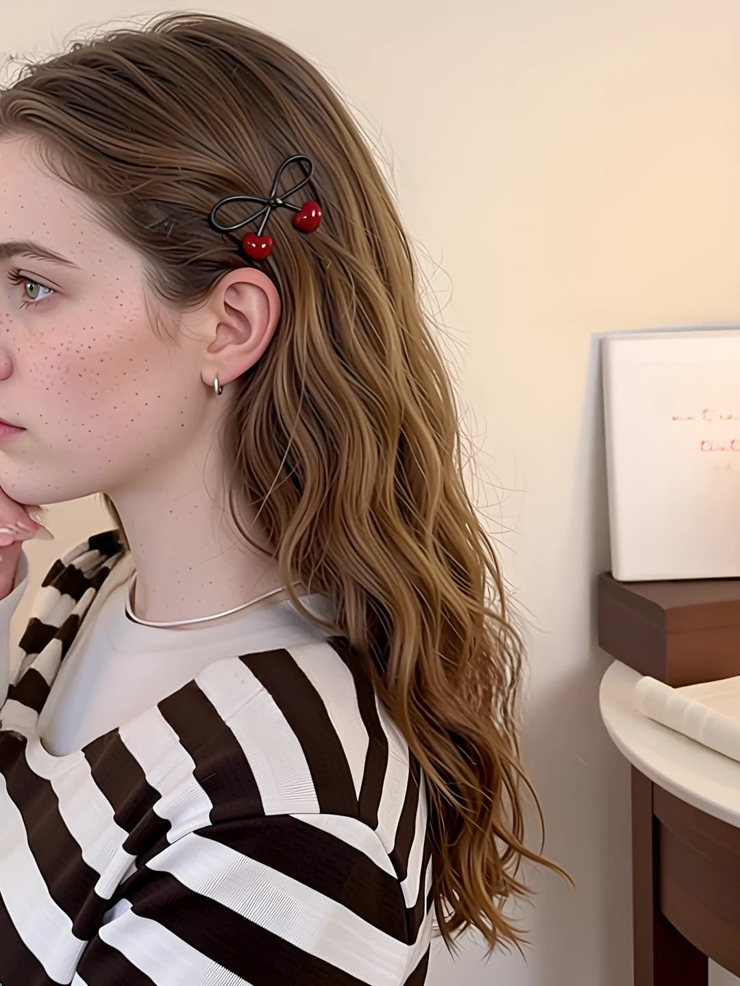3# Single [Red heart] bow hair clip
