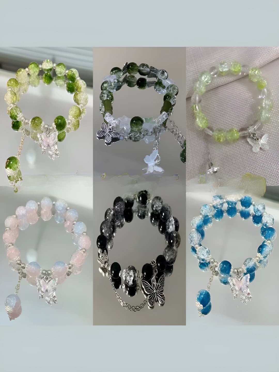 Women's beaded bracelet made of glass and glassware, handmade in natural style