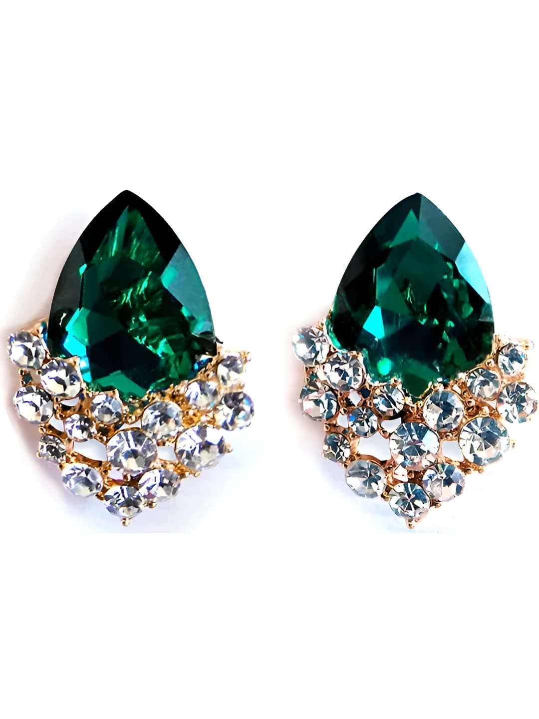 Gold cutout green ear clip 962