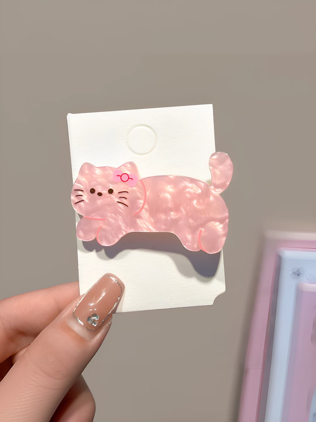 2# Розовый котик зажим 5.5cm